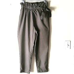 Zara Paper Bag Strecth Belted High Waisted Pants Size S